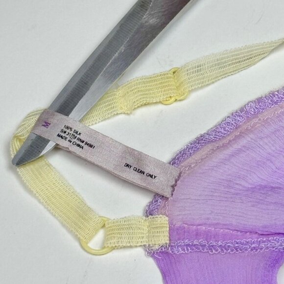 VTG Sophie & Me Babydoll Slip Dress Sz.S Lilac Sheer Silk Bow Ruffles Coquette - Picture 10 of 11